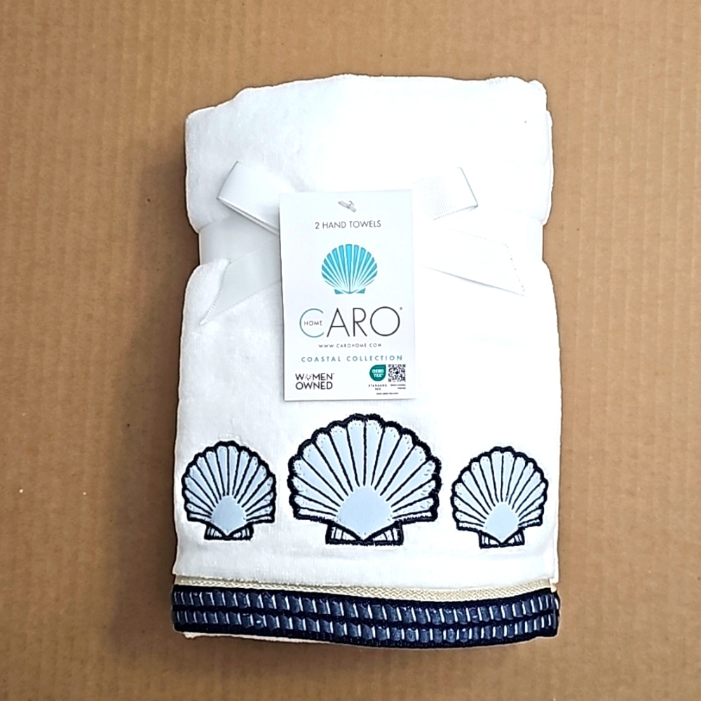 2pc CARO HOME Coastal Collection Hand Towel Set - Newport SC Navy